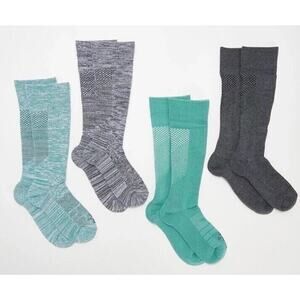 Tommie Copper Compression Over the Calf Socks 4 Pack Sz M Jade Green Nanoglide